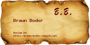 Braun Bodor névjegykártya